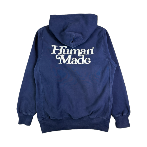 Girls Don’t Cry x Human Made Logo Hoodie Navy (USED) | Vintage Clothing Store Canada