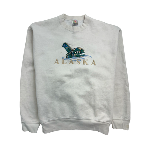 (M) Vintage Alaska Sweatshirt White | Vintage Clothing Store Canada