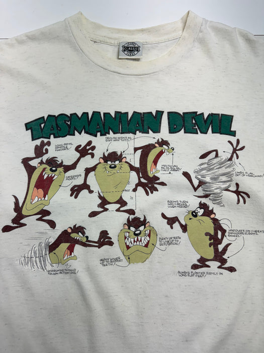 (L) Vintage 90s Tasmanian Devil Tee White | Vitnage Clothing Store Canada