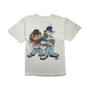 (L) Vintage '93 Atlanta Braves Looney Tunes Tee White