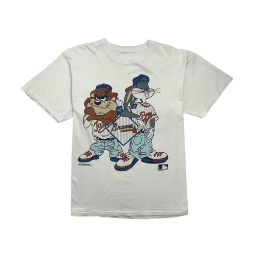 (L) Vintage '93 Atlanta Braves Looney Tunes Tee White | Vintage Clothing Store Canada