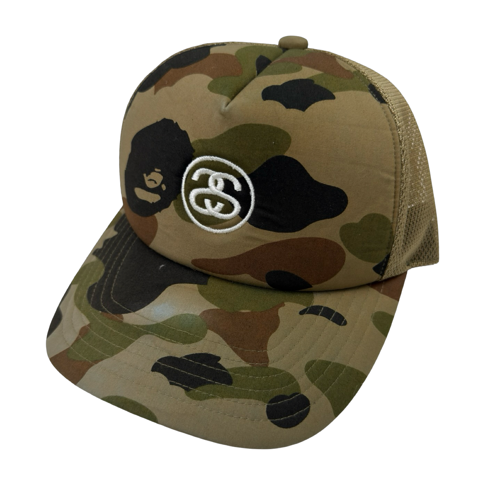 BAPE x Stussy Trucker Mesh Hat Green (USED)