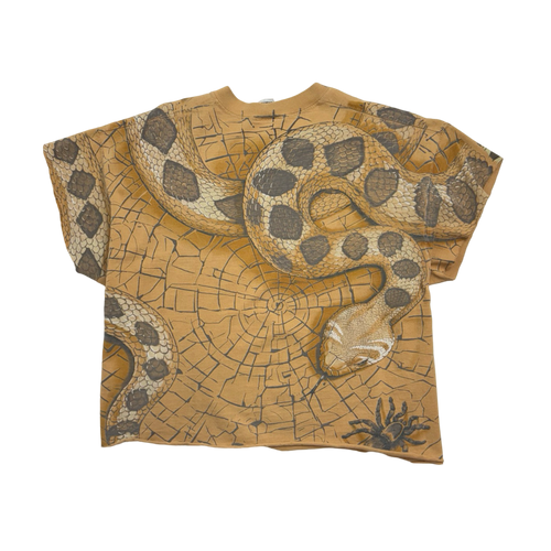 Vintage Snake Print AOP Cropped Tee Sand | Vintage Clothing Store Canada