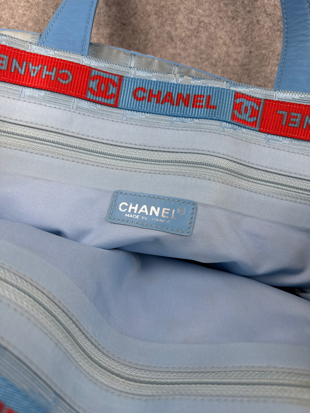 Chanel Travel Ligne Tote Bag Light Blue