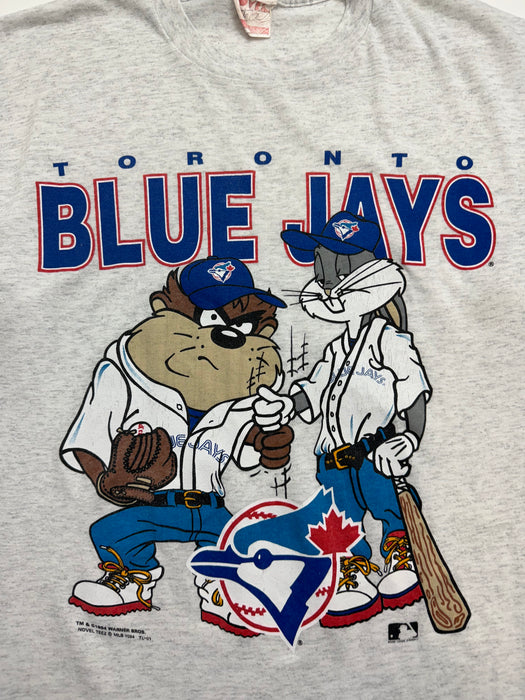 (L) Vintage '94 Looney Tunes Toronto Blue Jays Tee Grey | Vitnage Clothing Store Canada