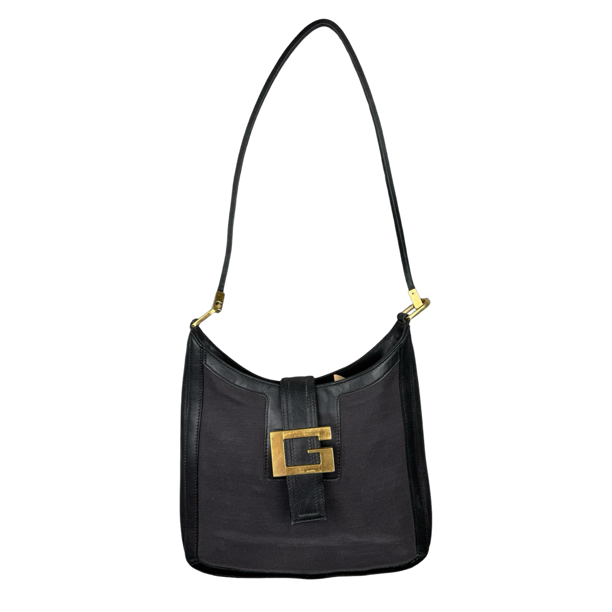 Vintage Gucci G Buckle Shoulder Bag Black
