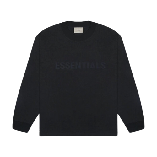 Fear Of God Essentials Boxy Long Sleeve Tee Applique Logo Black | Vintage Clothing Store Canada