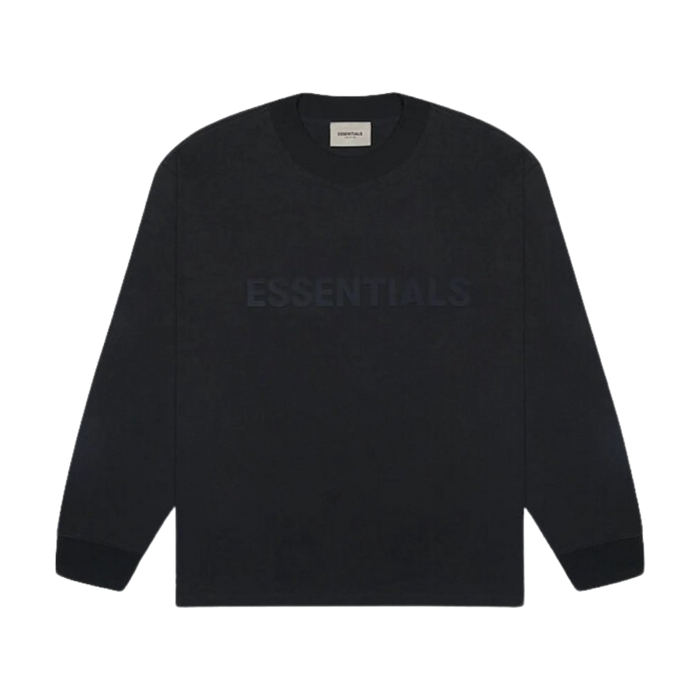 Fear Of God Essentials Boxy Long Sleeve Tee Applique Logo Black | Vitnage Clothing Store Canada