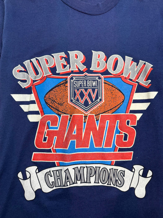 Vintage 90s New York Giants Super Bowl XXV Champs Tee Navy | Vitnage Clothing Store Canada