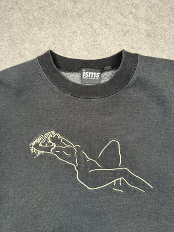 Vintage Girl Graphic Crewneck Black