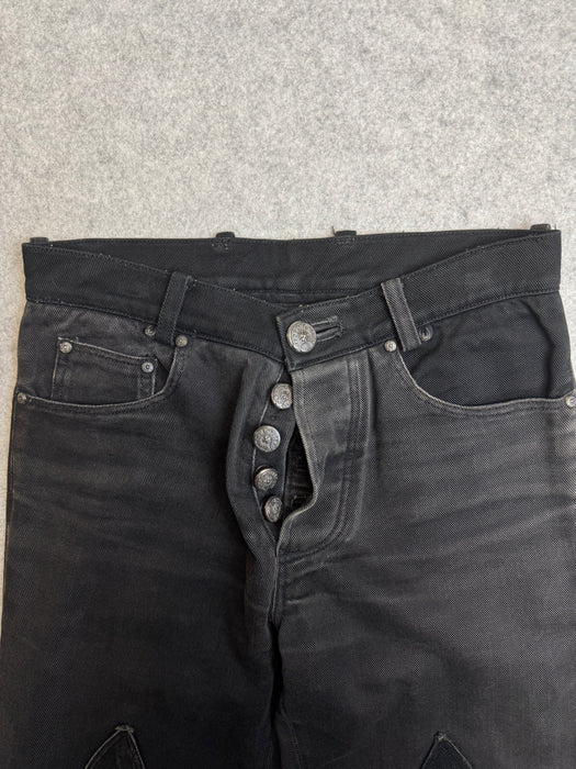 Chrome Hearts Fleur Knee Denim Jeans Black | Vitnage Clothing Store Canada