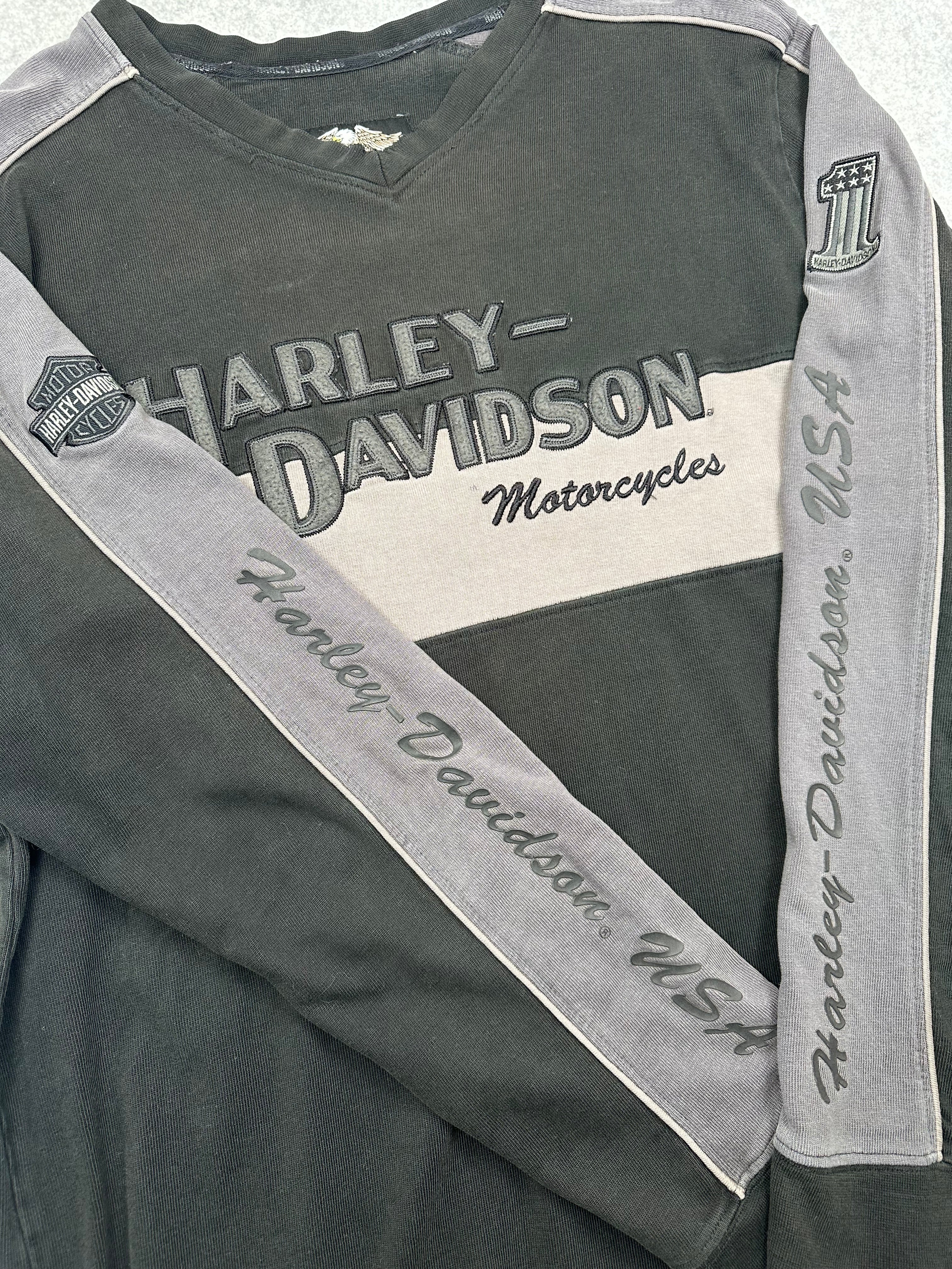 Vintage Harley Davidson Embroidered Spell Out Crewneck Black