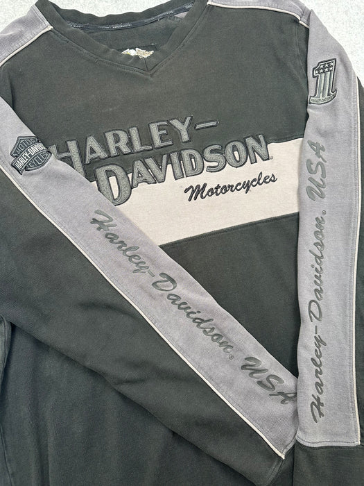 Vintage Harley Davidson Embroidered Spell Out Crewneck Black | Vitnage Clothing Store Canada
