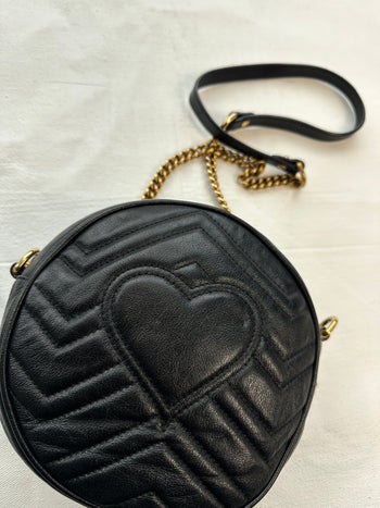 Gucci GG Marmont Mini Round Shoulder Bag Black