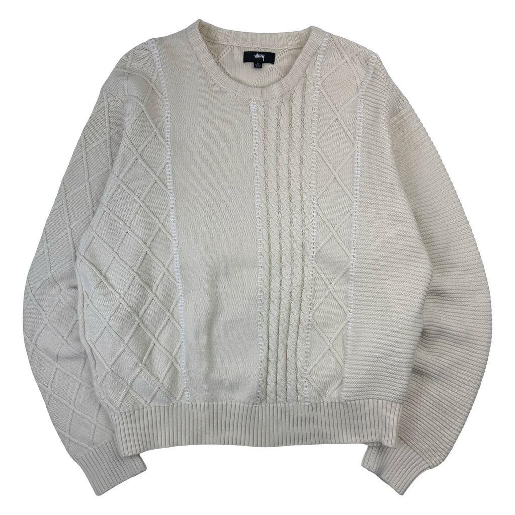 Stussy Patchwork Knit Sweater Cream (USED)