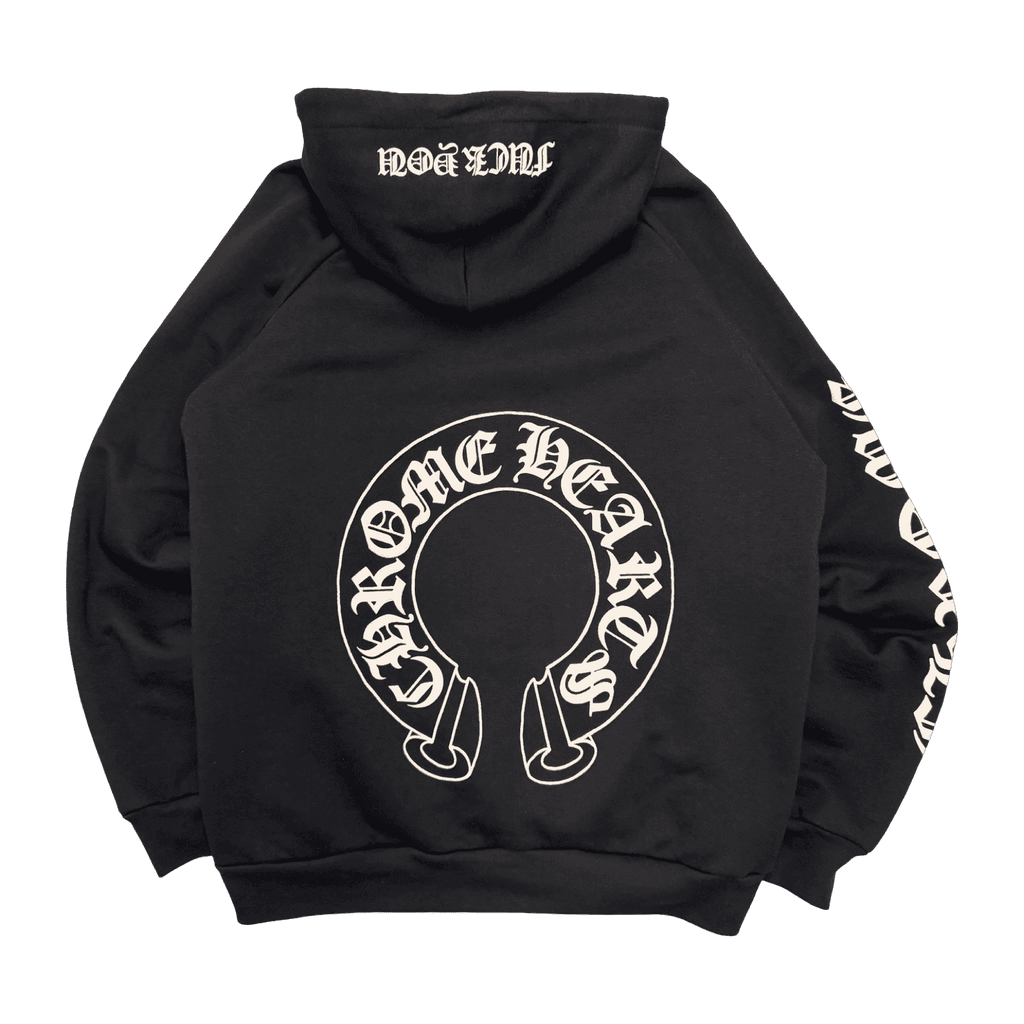Vintage Chrome Hearts Horseshoe Thermal Hoodie Black