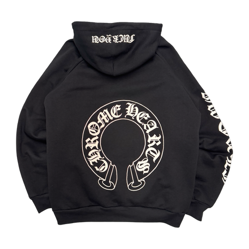 Vintage Chrome Hearts Horseshoe Thermal Hoodie Black | Vintage Clothing Store Canada