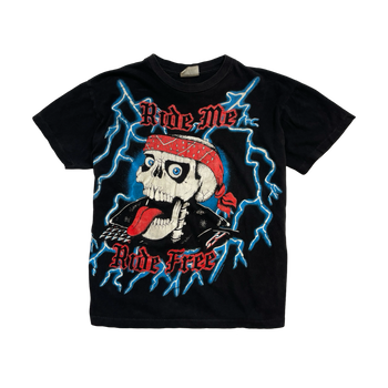 Vintage 90s American Thunder Ride Me Ride Free Tee Black