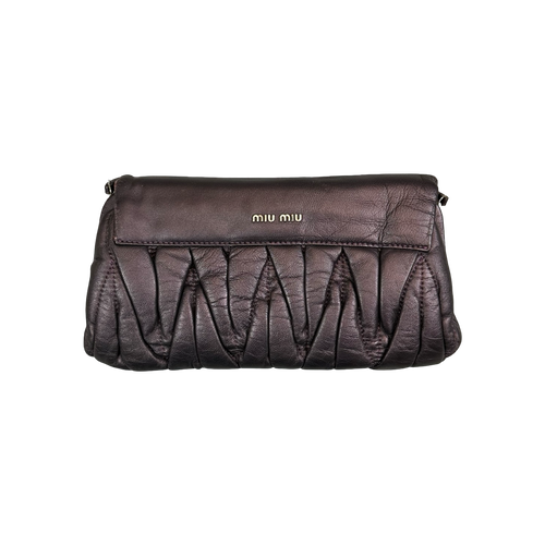 Miu Miu  Vitello Lux Matelasse Flap Pochette Purple | Vintage Clothing Store Canada