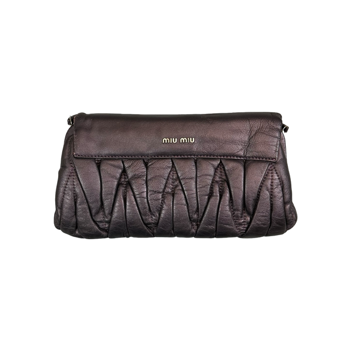 Miu Miu  Vitello Lux Matelasse Flap Pochette Purple | Vitnage Clothing Store Canada