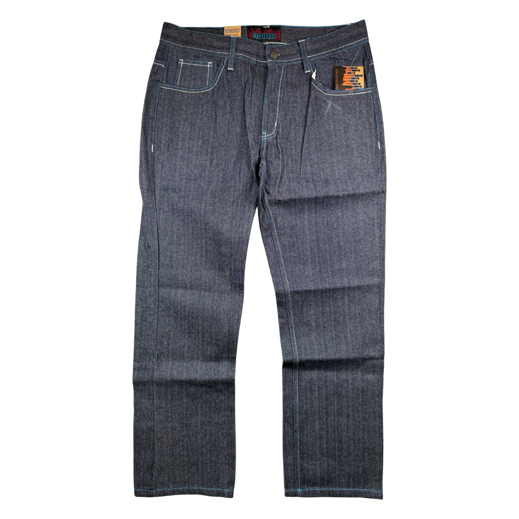 Vintage Y2K Red BBQ Remixed Denim Jeans Blue