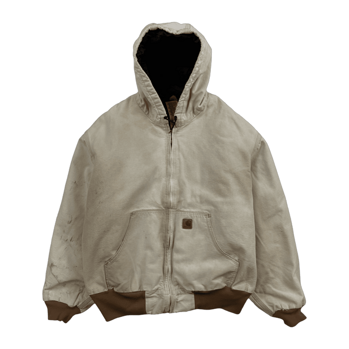 Vintage Carhartt Hooded Work Jacket Sun Faded Beige | Vitnage Clothing Store Canada