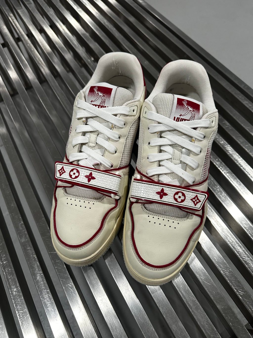 Louis Vuitton Trainer Low White Red Mesh (USED NO BOX)