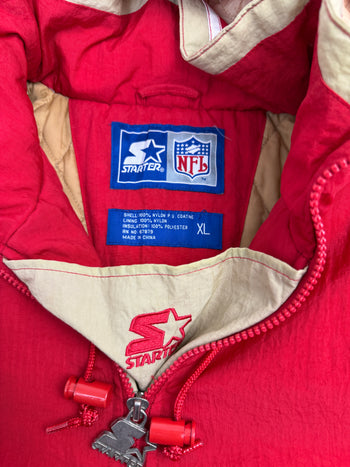 Vintage 90's San Francisco 49ers Hooded Starter Jacket Red