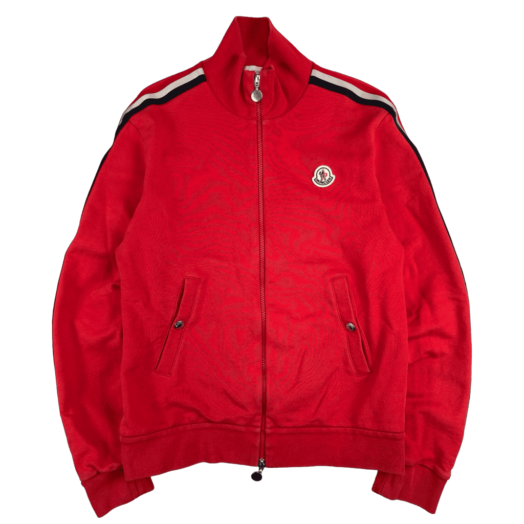 Moncler Striped Zip Up Track Jacket Red