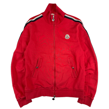 Moncler Striped Zip Up Track Jacket Red