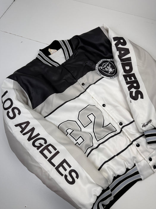 Vintage Los Angeles Raiders Badgetti Design Satin Bomber Jacket | Vitnage Clothing Store Canada