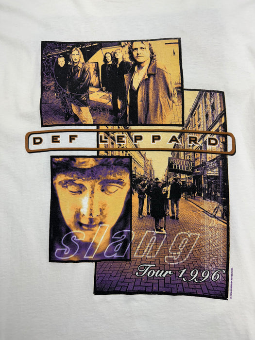 (L) Vintage '96 Def Leppard Slang Tour Tee White | Vitnage Clothing Store Canada