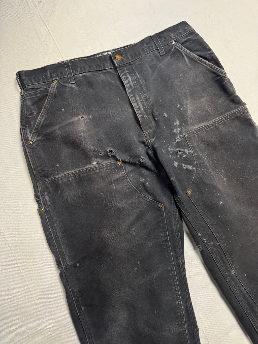 Carhartt Distressed Double Knee Carpenter Pants Black