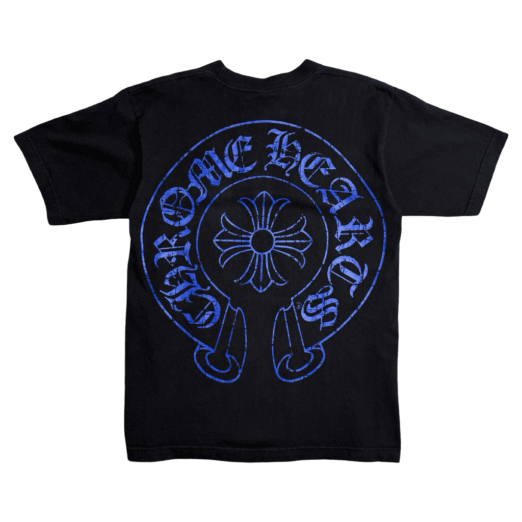 Vintage Chrome Hearts Cracked Horseshoe Pocket Tee Black/Blue