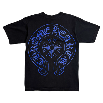 Vintage Chrome Hearts Cracked Horseshoe Pocket Tee Black/Blue