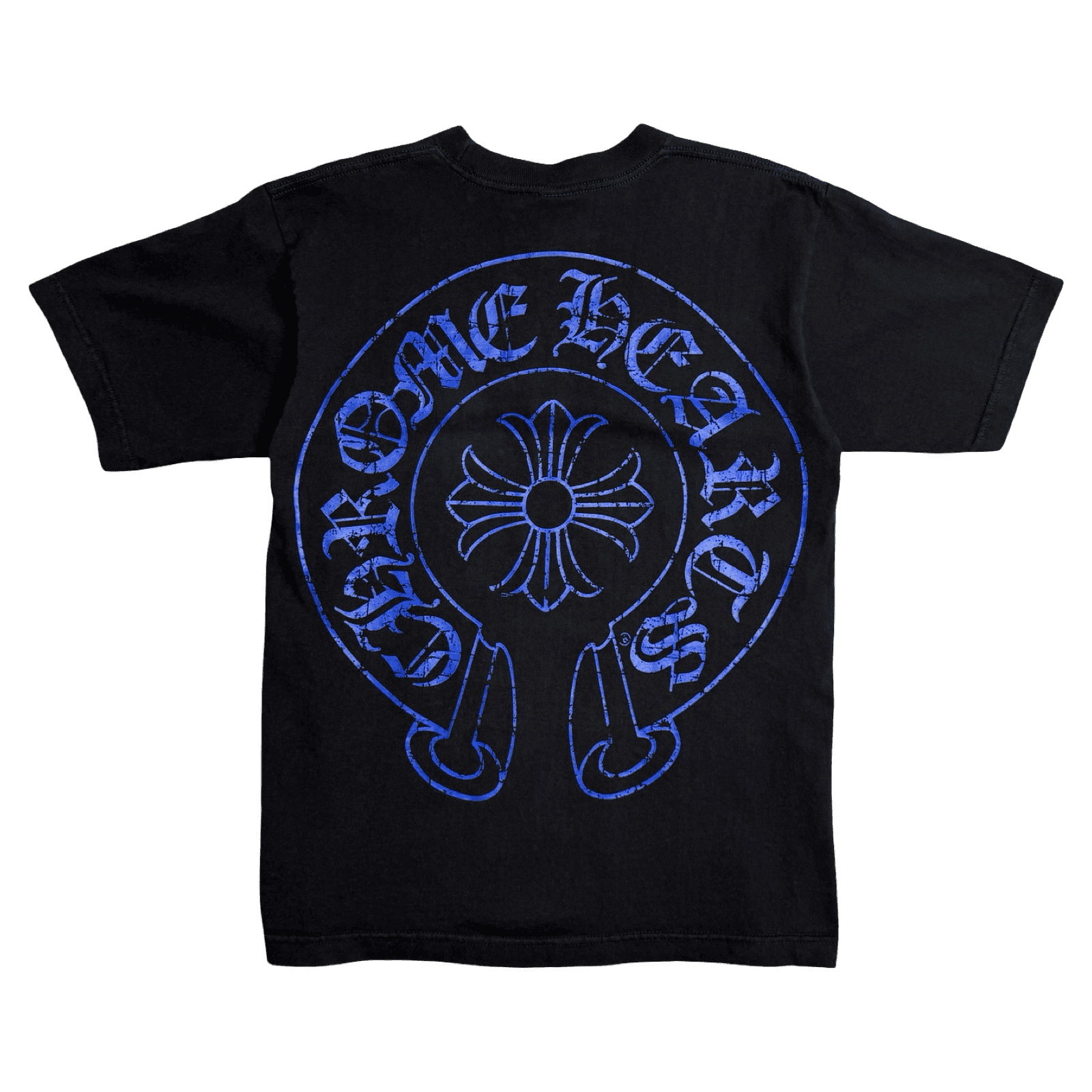 Vintage Chrome Hearts Cracked Horseshoe Pocket Tee Black/Blue