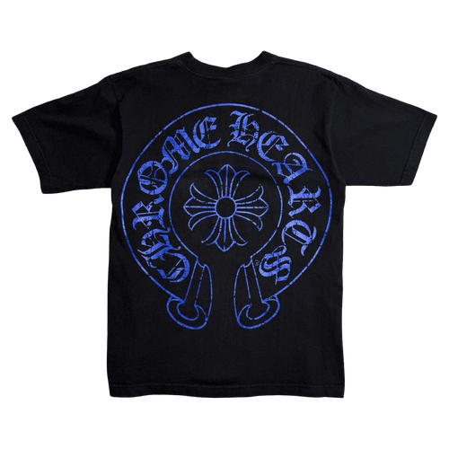 Vintage Chrome Hearts Cracked Horseshoe Pocket Tee Black/Blue