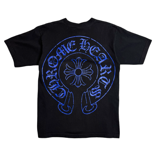Vintage Chrome Hearts Cracked Horseshoe Pocket Tee Black/Blue | Vintage Clothing Store Canada