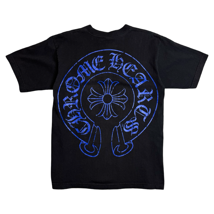 Vintage Chrome Hearts Cracked Horseshoe Pocket Tee Black/Blue | Vitnage Clothing Store Canada