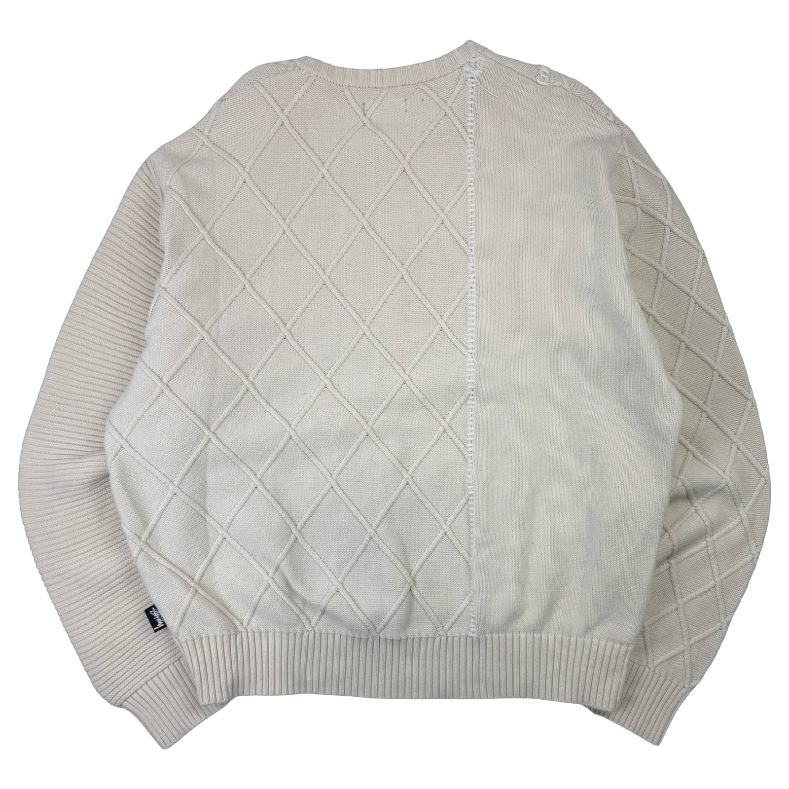 Stussy Patchwork Knit Sweater Cream (USED)