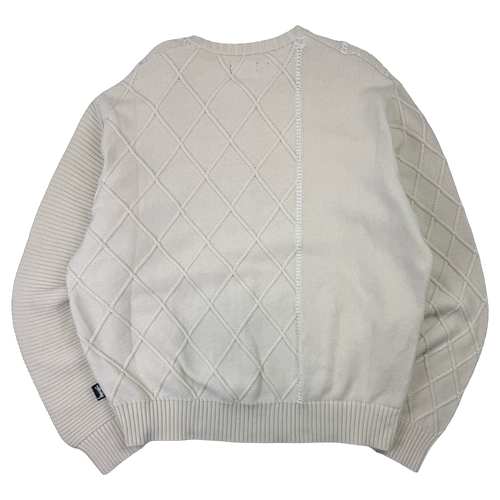 Stussy Patchwork Knit Sweater Cream (USED) | Vintage Clothing Store Canada