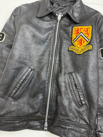 Vintage 80’s University Of Waterloo Leather Jacket Black