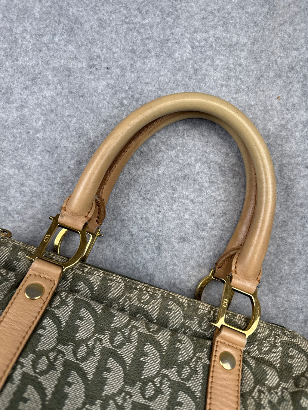 Christian Dior Diorissimo Canvas Boston Bag Green