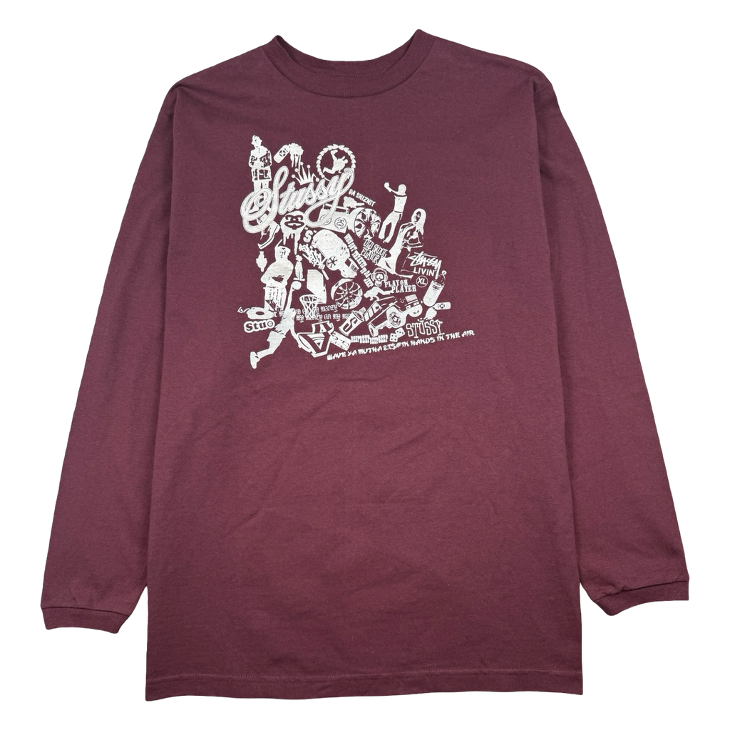 Vintage Stussy Da Shiznit L/S Tee Burgundy