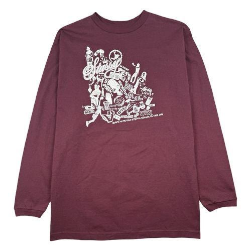 Vintage Stussy Da Shiznit L/S Tee Burgundy | Vintage Clothing Store Canada