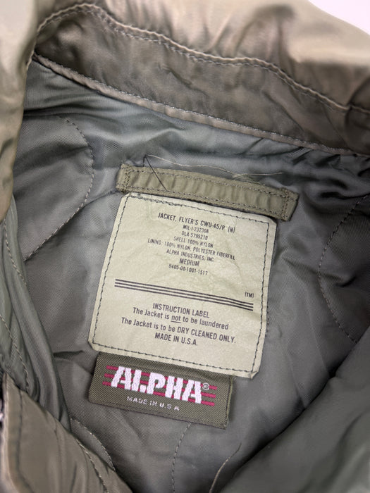 Vintage Alpha Industries CWU 45/P Flight Bomber Jacket Green | Vitnage Clothing Store Canada