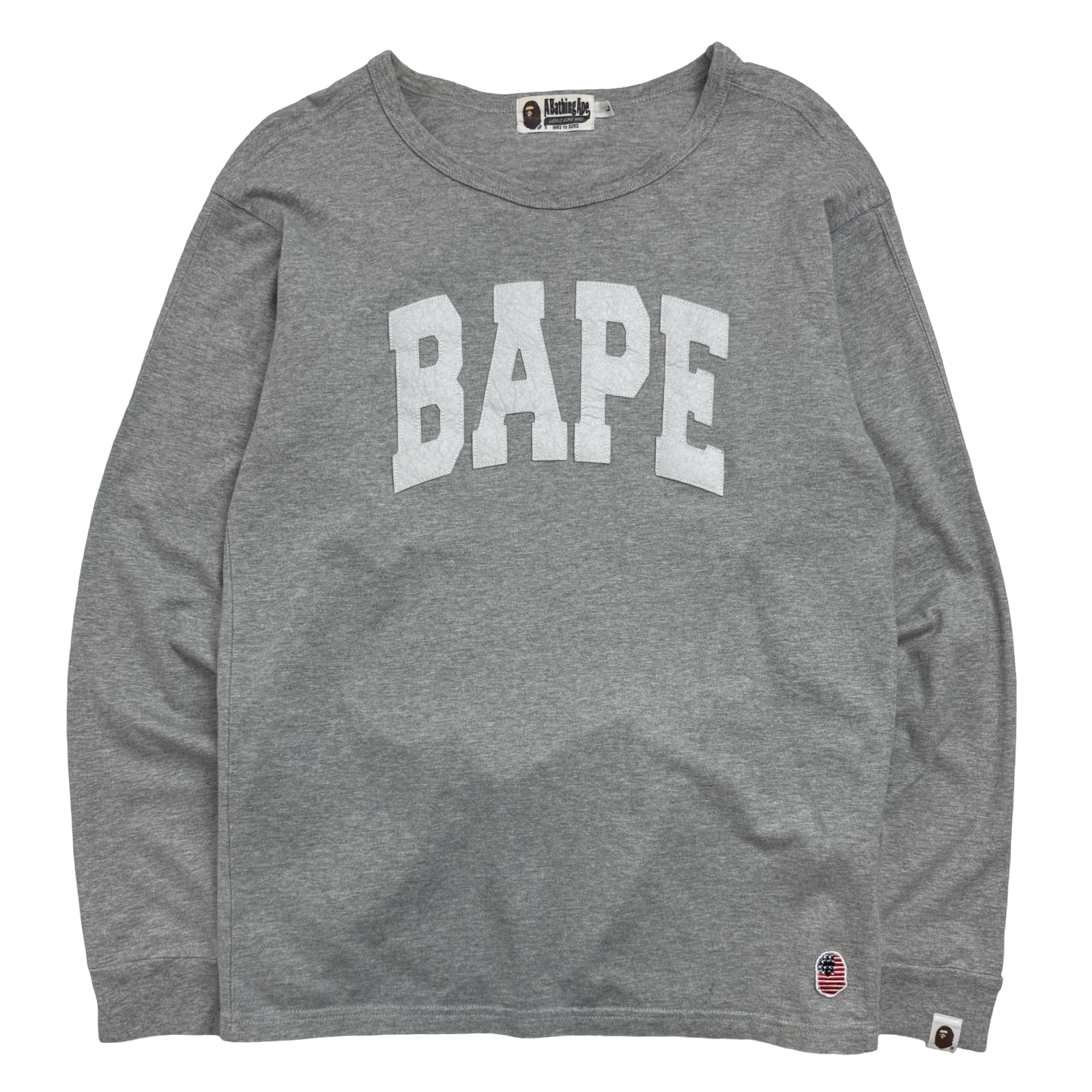 BAPE Spell Out Logo L/S Tee Grey (USED)