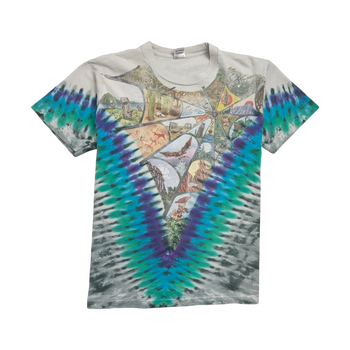 (L) Vintage 90s Liquid Blue Tie-Dye Nature Tee