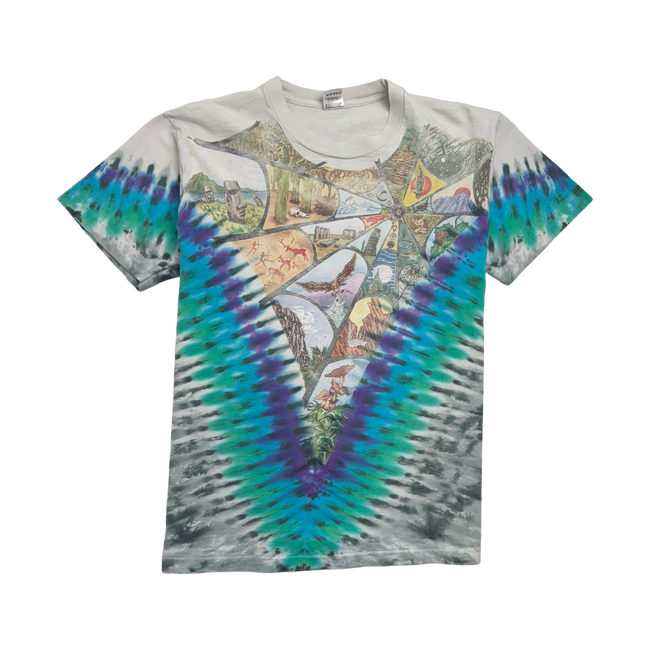 (L) Vintage 90s Liquid Blue Tie-Dye Nature Tee