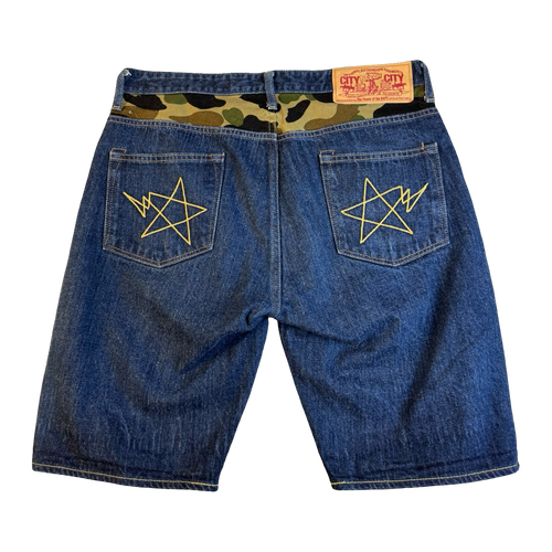 BAPE Ape Star Indigo Denim Shorts (USED) | Vintage Clothing Store Canada